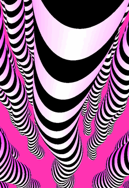 Shader with black and white striped snakes on a hot pink background